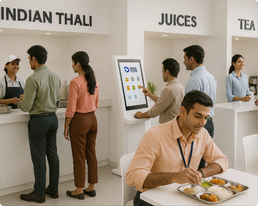 DeskDyne Cafeteria Setup